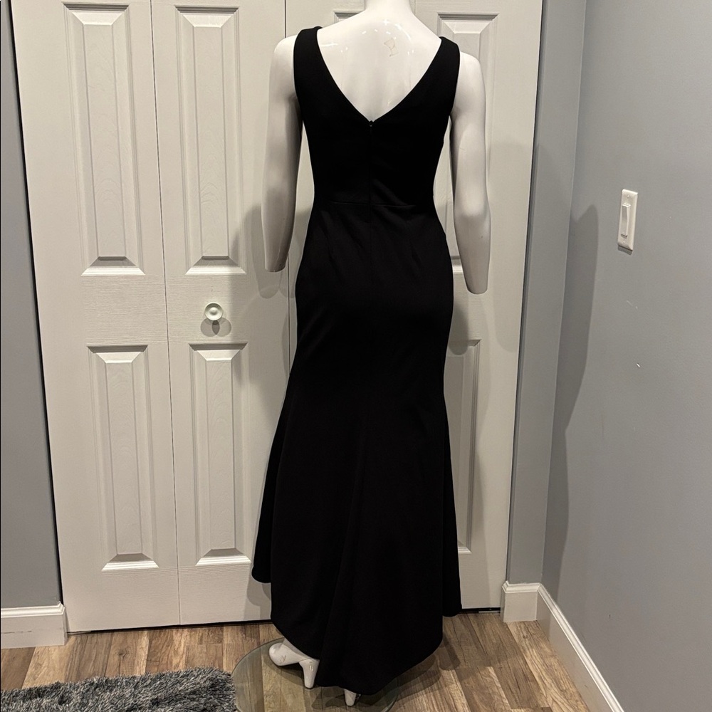 Betsy & Adam Black Sleeveless Ruffle-Front Maxi Dress - Picture 10 of 11